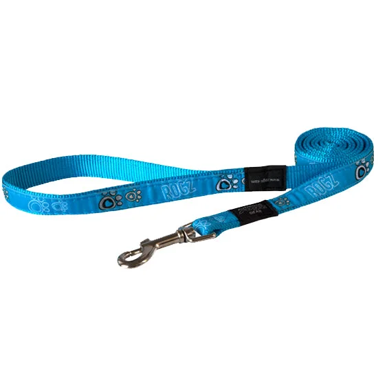 Shiny stainless pet tag-Rogz Turquoise Paw Lead HL02-CG - X-LARGE