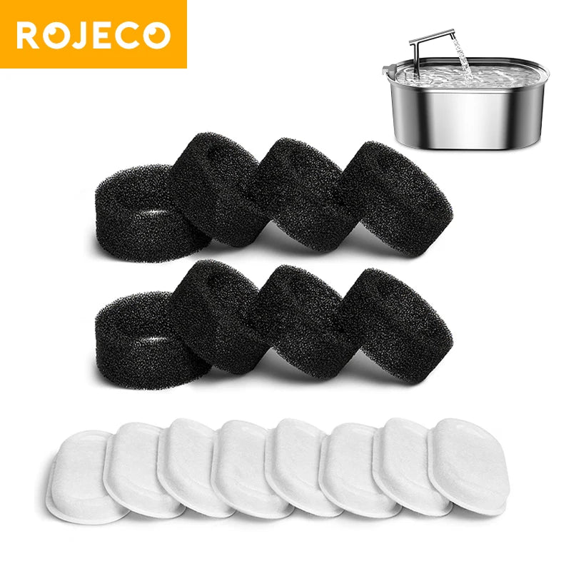 Etched ceramic pet dish-ROJECO Cat Fountain Filter For 3.2L Stainless Steel Cat Water Fountain Pet Water Dispenser Replacement Activated Carbon Filters