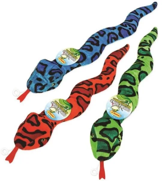 Tough pet rest blanket-Ruffin' It 16292 Squeaking Plush Snake Dog Toy, Assorted Colors