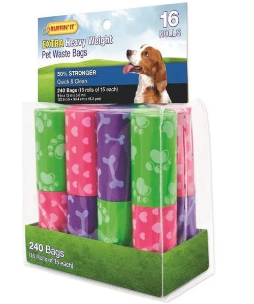 Carbon-filter pet fountain-Ruffin' It 19350 Printed Dog Waste Bag Refills, Assorted Colors