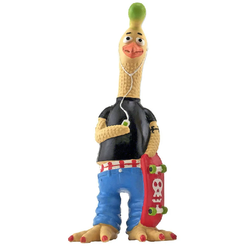 Ruffin' It 80535 Tony Mohawk Latex Chicken Dog Toy with Squeaker, Small