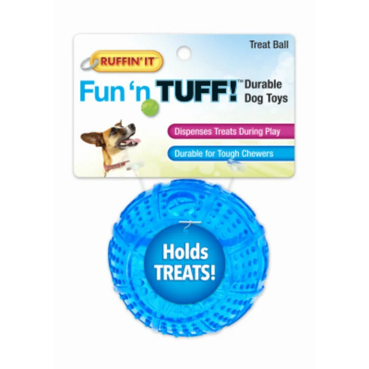 Plush puppy teething bone-Ruffin' It 80592 Fun 'N Stuff Treat Ball Durable Dog Toy, Assorted Colors