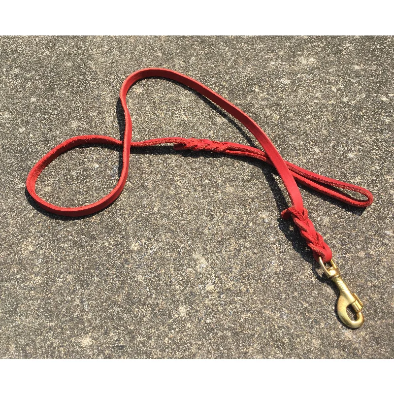 Solar-powered pet tracker-Schweikert Soft Leather Leash, 11mm 1m (3ft 4in) with handle, red