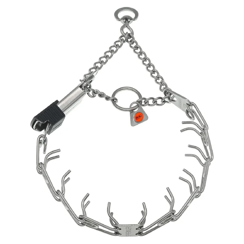 Glow-in-dark aquarium decor-Sprenger Stainless Steel Prong Collar with Click Lock and Martingale Chain