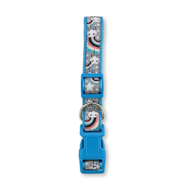 Odor-blocking pet pad-Nylon Dog Collar with Embroidered Rainbow Design, Durable, Secure & Adjustable Fit, Comfortable Wear