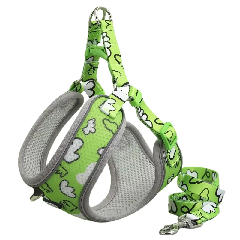 Reusable pet lint brush-Supet Adjustable Dog Harness and Leash Set (Green) - Large