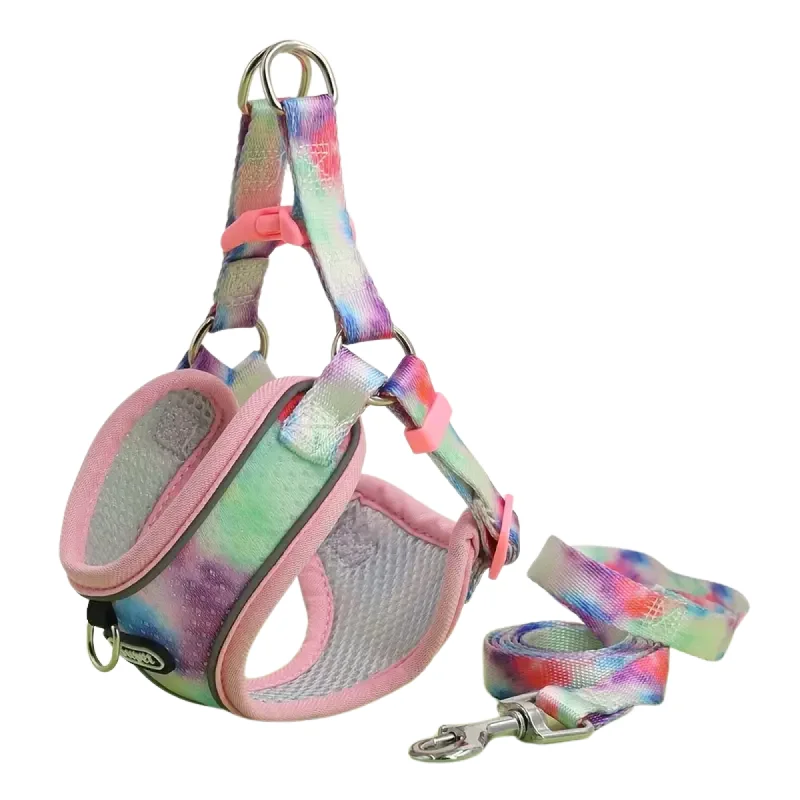 Flexible pet grooming glove-Supet Adjustable Dog Harness and Leash Set (Pink) - Large