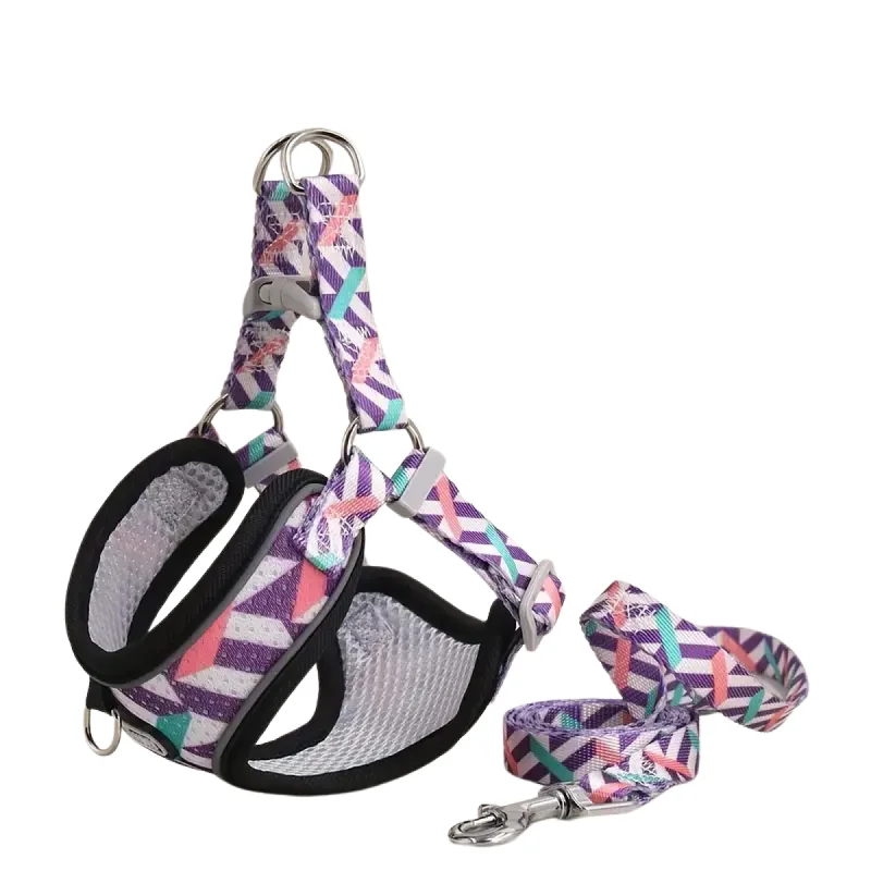 Durable pet nap blanket-Supet Adjustable Dog Harness and Leash Set (Purple) - Medium