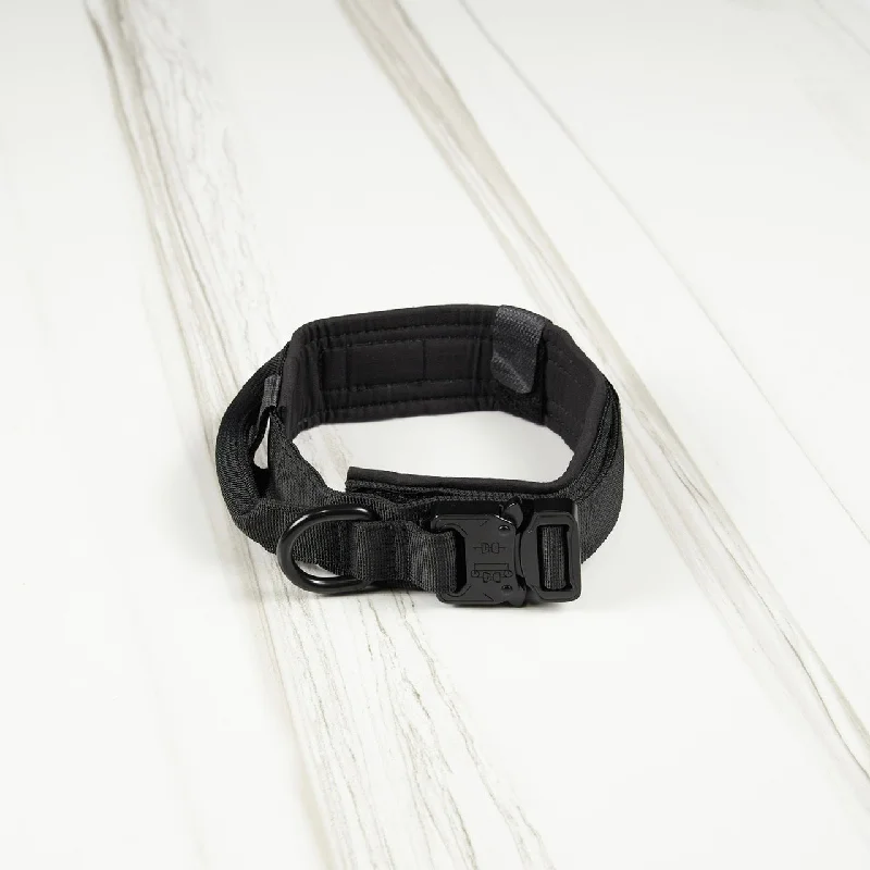 Elevated puppy water tray-Tactical Nylon Dog Collar Black