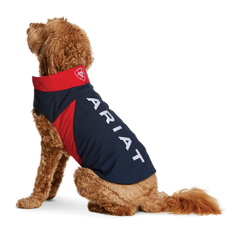 Squeaky catnip toy fish-Ariat Team Softshell Dog Jacket, Navy/Red, Large