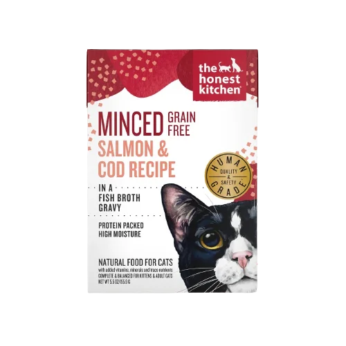 Buckled pet car seat-The Honest Kitchen Cat Minced Salmon & Cod Recipe in Fish Broth Gravy