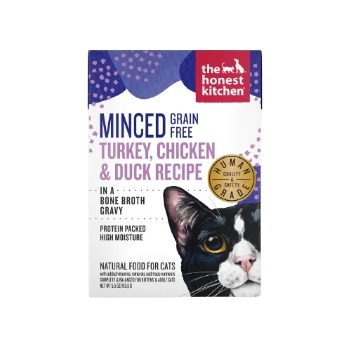 Raised cat water tray-The Honest Kitchen Cat Minced Turkey, Chicken & Duck Recipe in Bone Broth Gravy