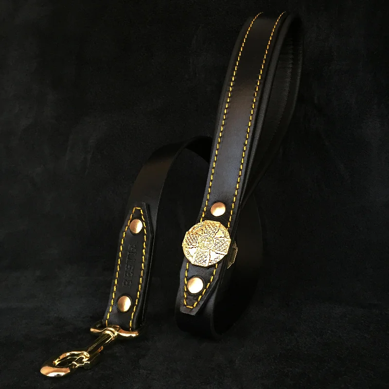 Portable dog agility cone-The "Maximus" leash black & gold