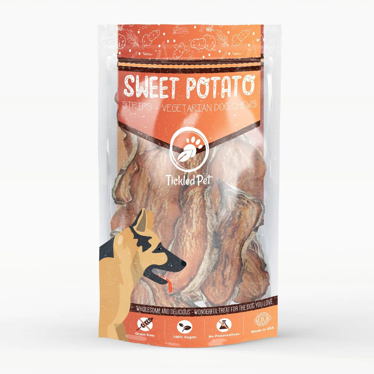 Herbal pet bone treats-Tickled Pet American Sweet Potato Strips for Dogs