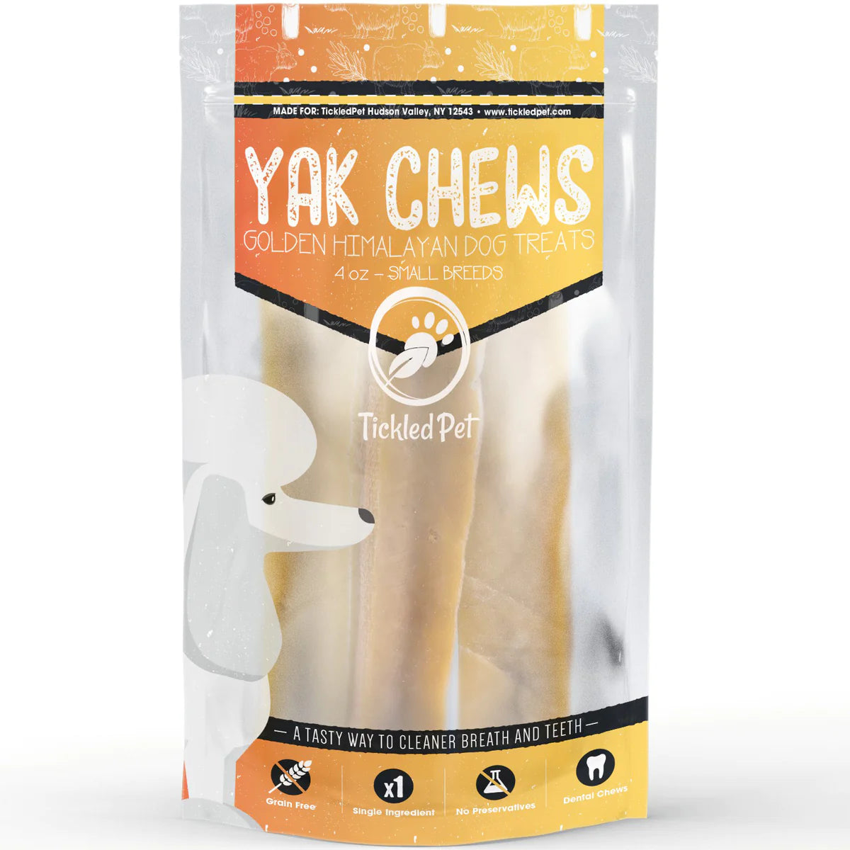 Woven pet snack pouch-Tickled Pet Premium Golden Himalayan Yak Dog Chews for Small Dogs