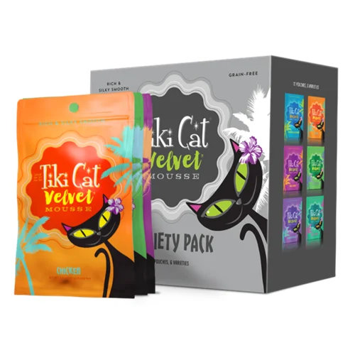 Eco-friendly pet chew set-Tiki Cat Velvet Mousse Variety Pack Pouch Cat Food