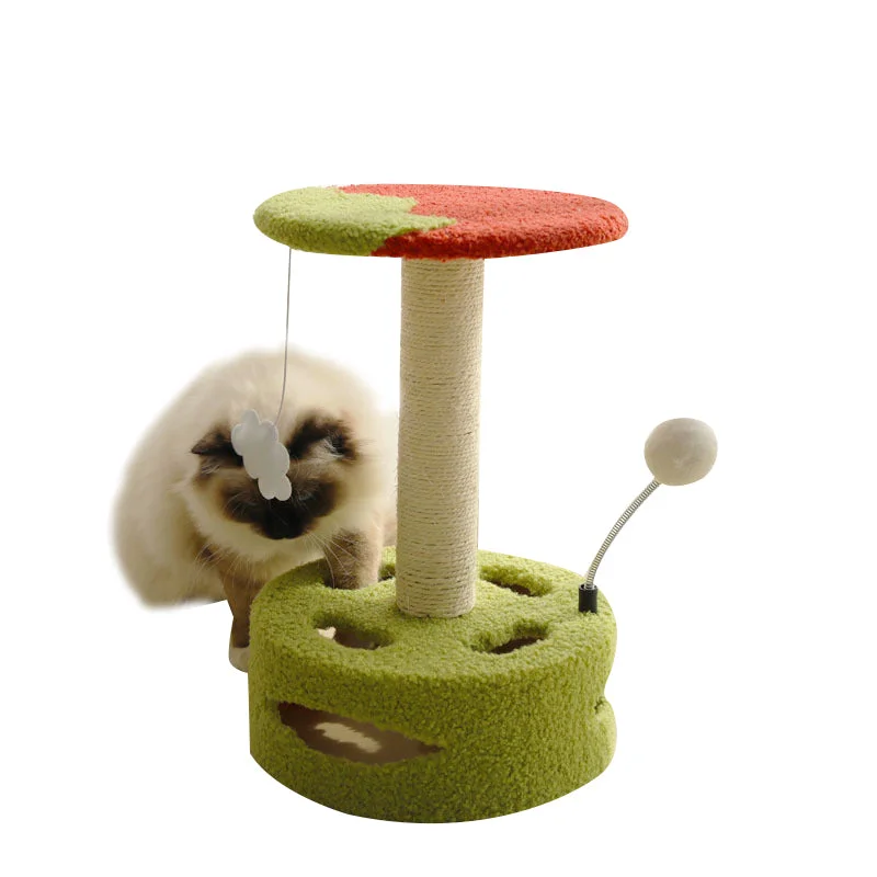 Reversible pet rain cap-Tomato sisal cat scratching post -standing