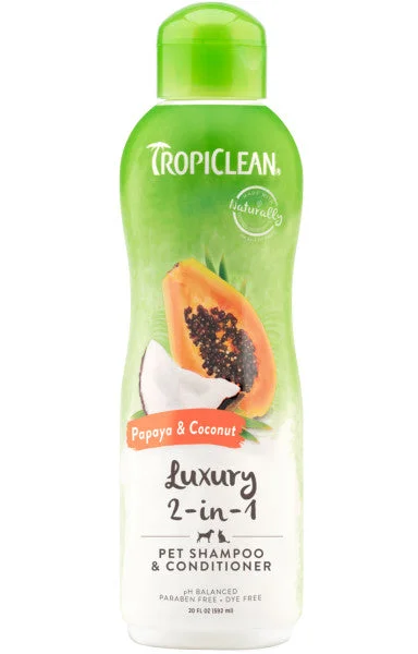 Padded puppy sleep crate-TropiClean Papaya & Coconut Luxury 2-in-1 Shampoo and Conditioner for Pets