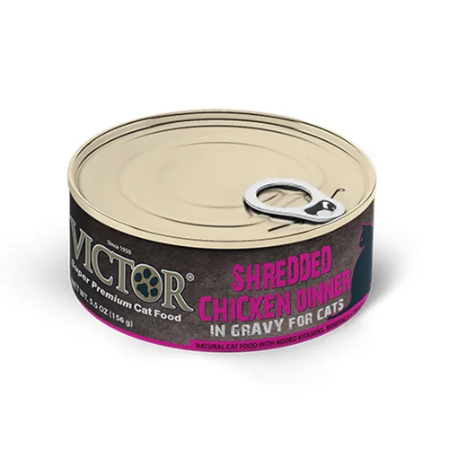 Lint-free pet hair remover-Victor Grain Free Shredded Chicken Dinner Canned Cat Food