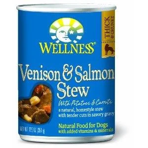 Polished ceramic pet bowl-Wellness Grain Free Natural Venison & Salmon Stew with Potato and Carrots Wet Canned Dog Food