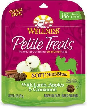 Padded pet kennel mat-Wellness Grain-Free Petite Treats Soft Mini-Bites Lamb Apples & Cinnamon Dog Treats