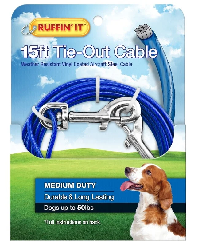 Fine-mesh pet flea comb-Westminster Pet 7N29115 Ruffin' It Tangle-Resistant Tie-Out Cable, Galvanized Cable, 15 Feet