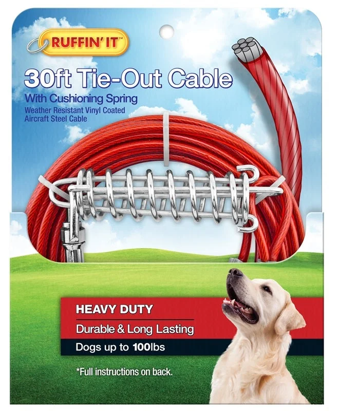 Durable hamster play pipe-Westminster Pet 7N29230 Ruffin' It Tangle-Resistant Tie-Out Cable, Galvanized Cable, Vinyl-Coated, 30'