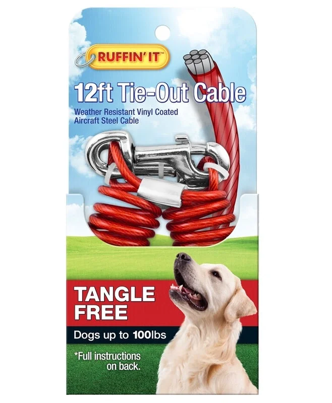 Compact pet agility kit-Westminster Pet 7N29712 Ruffin' It Tangle-Resistant Tie-Out Cable, Galvanized Cable, Vinyl-Coated, 12'