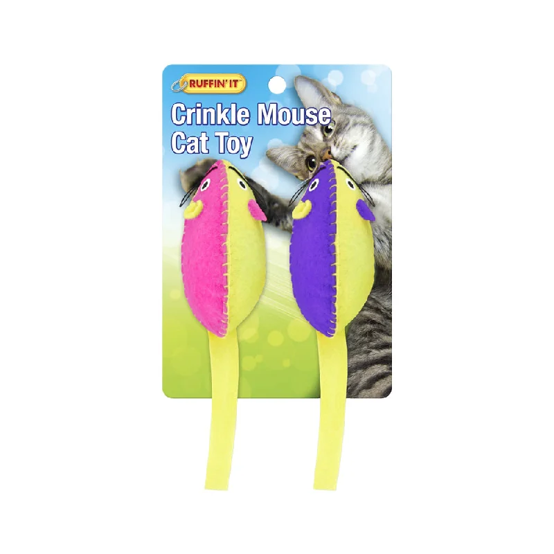 Grain-free pet dental sticks-Westminster Pet 7N32029 Ruffin' It Assorted Pet Cat Toy Crinkle Stuffed Felt Mice