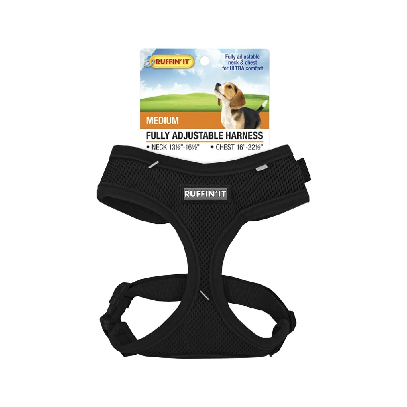 Dual-sided pet brush-Westminster Pet 7N41463 Ruffin' It Fully Adjustable Mesh Medium Dog Harness, Assorted Color