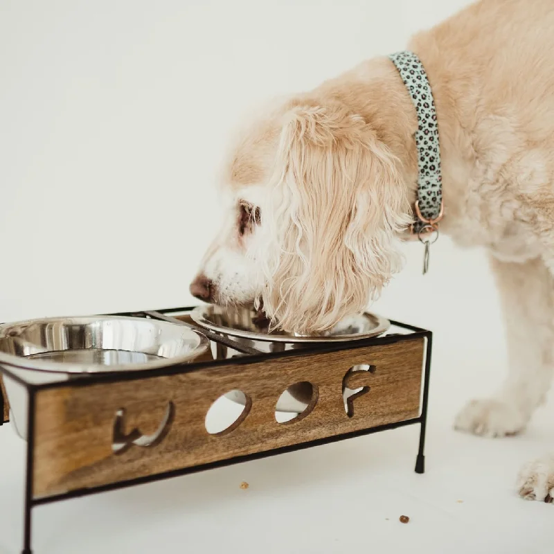 Soft-bristle pet brush-Wooden Woof Cut Dog Diner