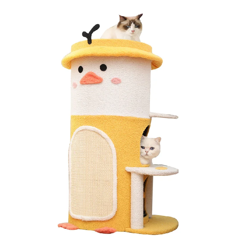 Neon puppy adventure leash-Yellow duck barrel-shaped cat condo