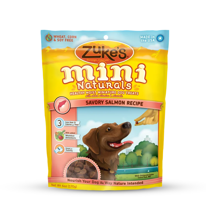 Bouncing rubber pet ring-Zukes Mini Naturals Salmon Dog Training Treats 1lb