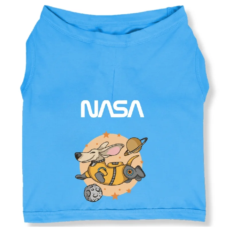 Long-lasting pet water bottle-Cutiepaw The Nasa Collection Laika Edition 2 Printed Sleeveless Tshirt for Dogs and Cats (Light Blue)