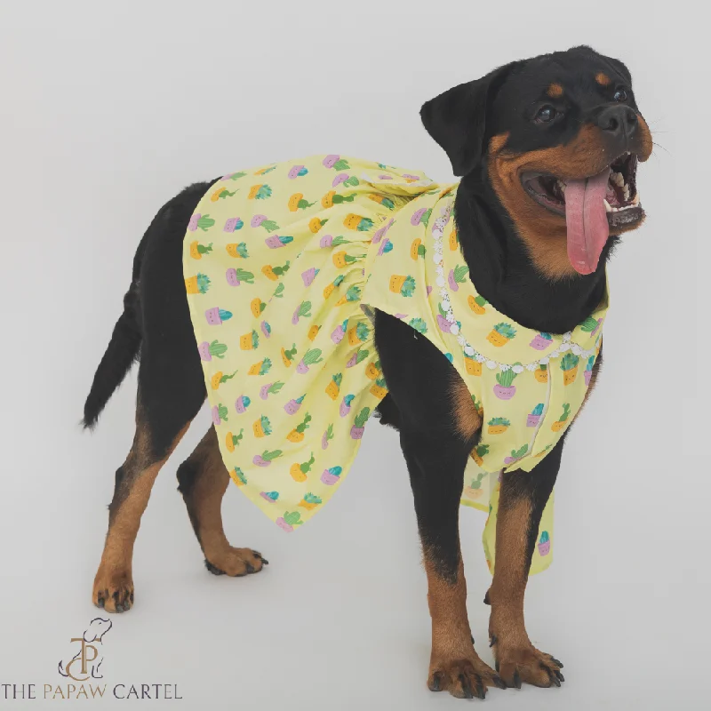 Striped cat adventure harness-The Papaw Cartel Happy Cactus Dress for Dogs (Lime Yellow)