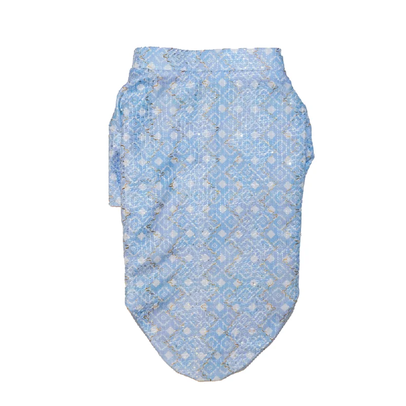 Plush puppy cuddle bone-The Papaw Cartel Mosaic Weave Koti with Zari Detailing Sherwani for Dogs (Baby Blue)