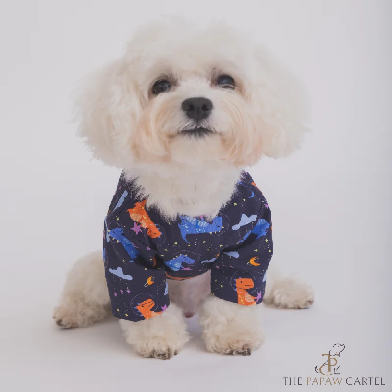 Woven dog sleep pad-The Papaw Cartel Space Dino Tshirt for Dogs (Blue)